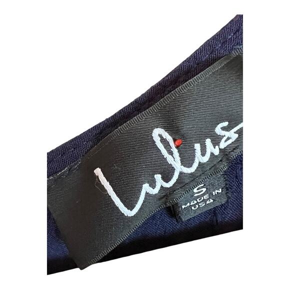 Lulus Flirtatious Feelings Navy Blue Swiss Dot Ruffled Mini Dress Small - Picture 8 of 11